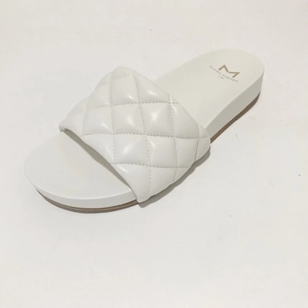 Marc Fisher Ivory Imenal Slip On Leather Sandals NWT